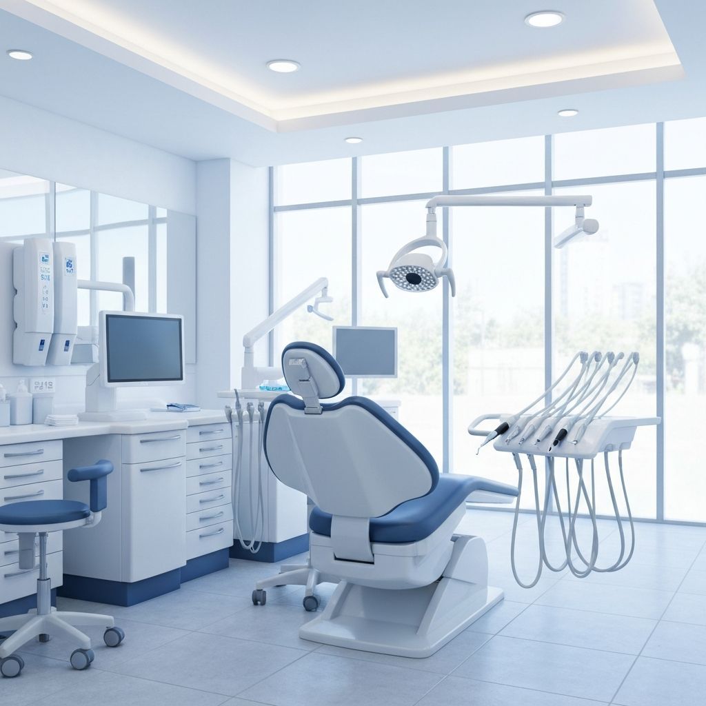 Clínica moderna com equipamentos de última geração para implantes dentários